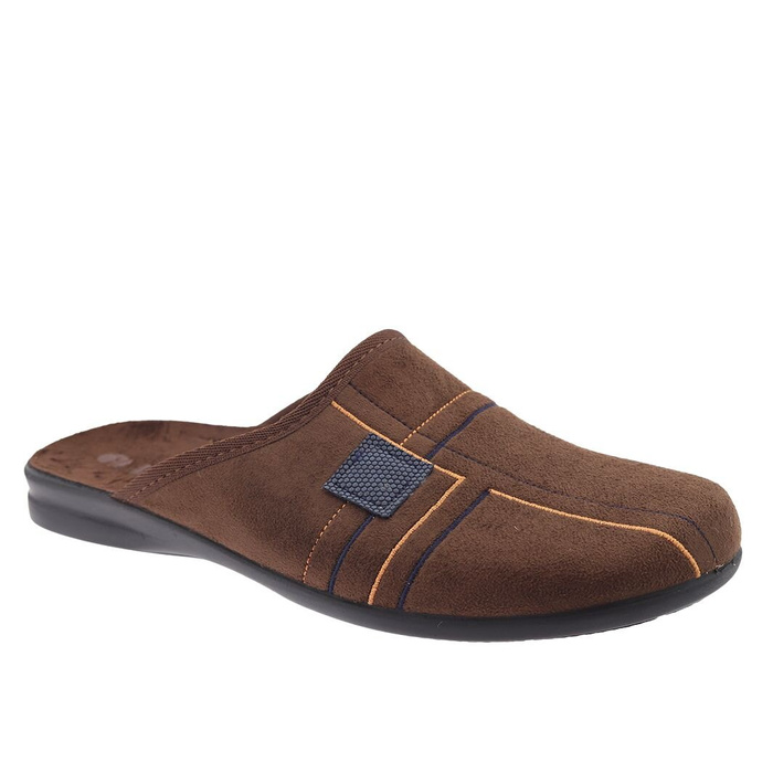 Brązowe kapcie męskie kryte wsuwane Inblu