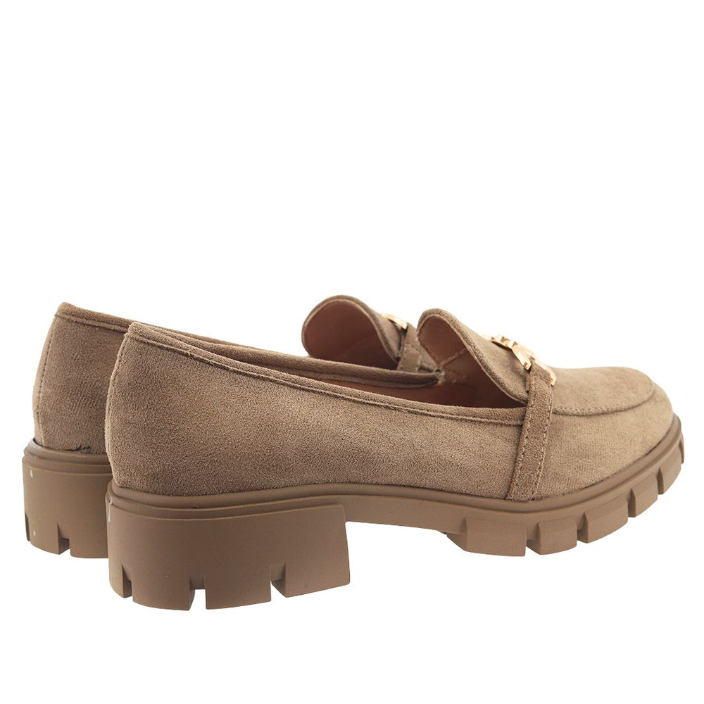 Mokasyny szare ze złotą aplikacją M. Daszyński