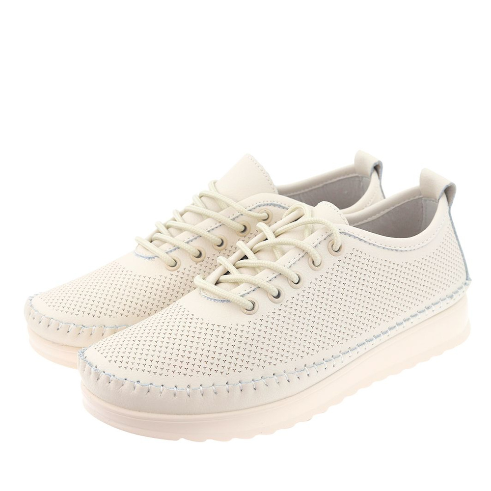 Półbuty skórzane ażurowe beżowe Vinceza