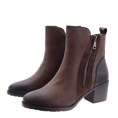 Коричневі ботильйони з декоративною блок-блискавкою 