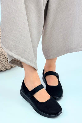 Półbuty materiałowe czarne na rzep