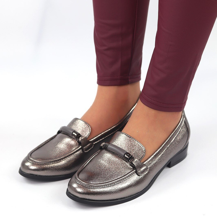 Платинові жіночі мокасини Potocki з декором