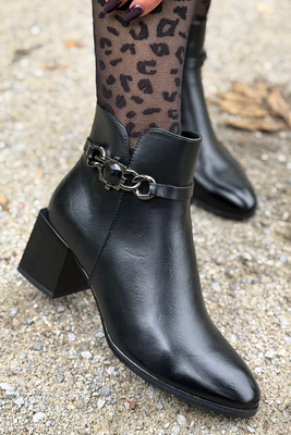 Черевики Potocki чорні на декоративному каблуці