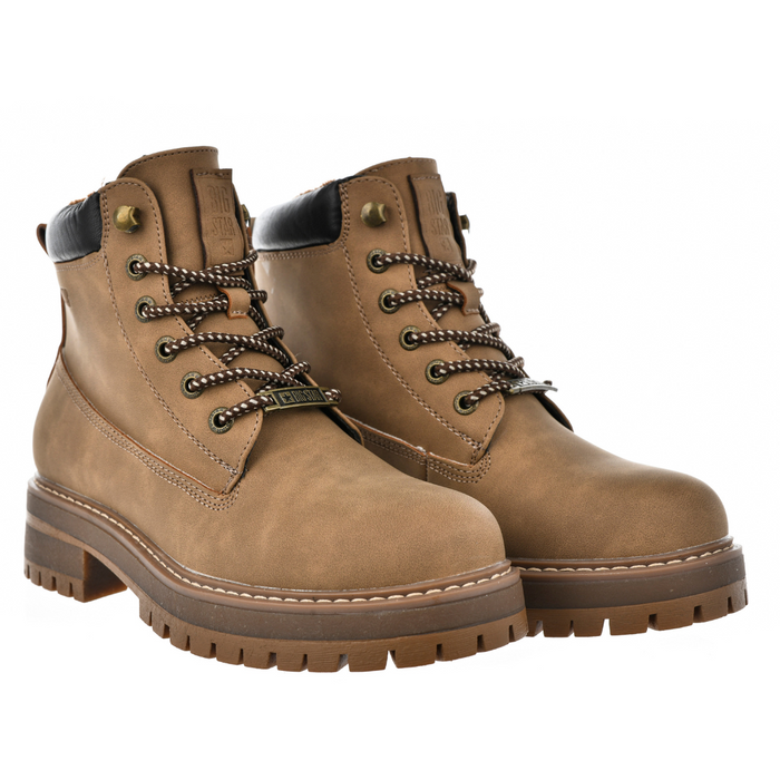 Жіночі коричневі ботильйони на шнурівці