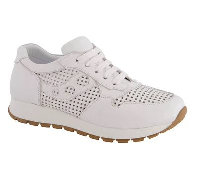 Modne skórzane sneakersy damskie białe Venezia