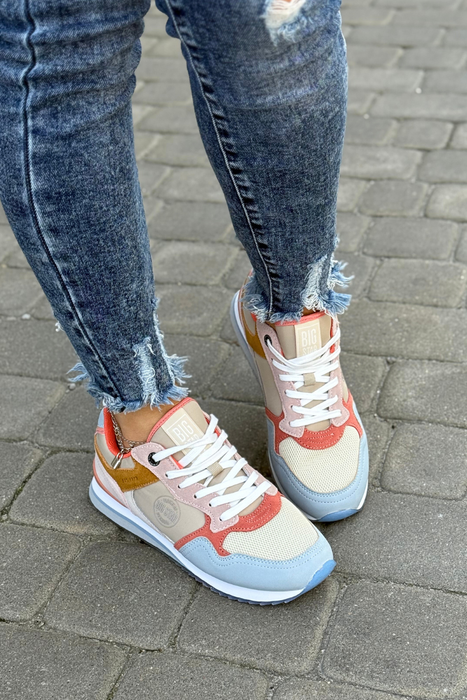 Sneakersy zamszowe sznurowane płaskie multikolor