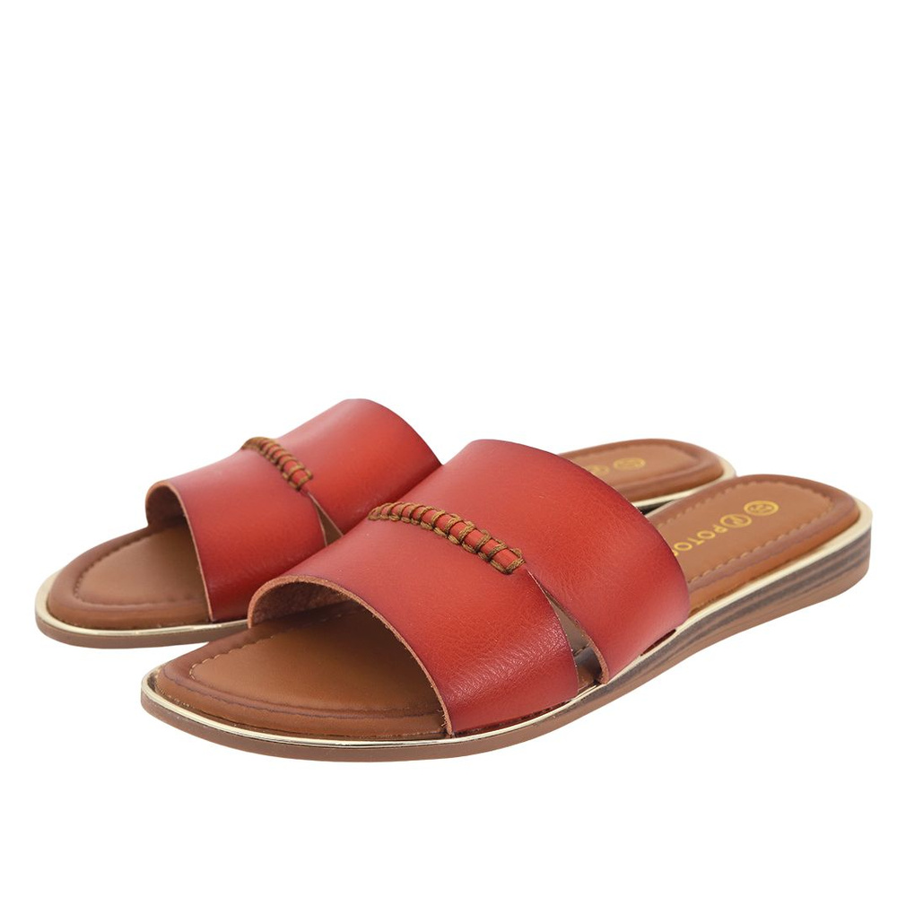 Klapki damskie płaskie w kolorze camel Potocki