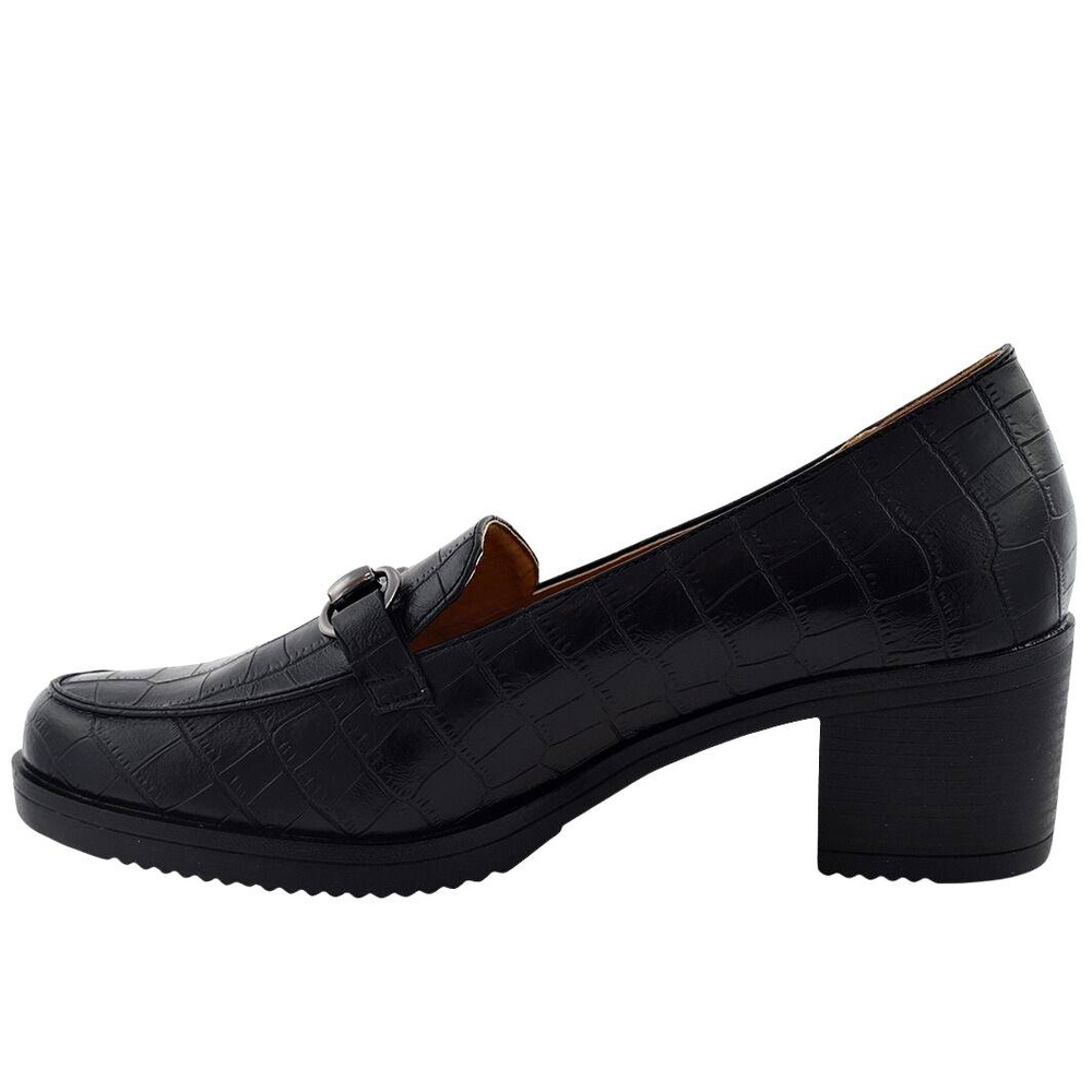 Półbuty czarne na obcasie ze zwierzęcym wzorkiem Vinceza