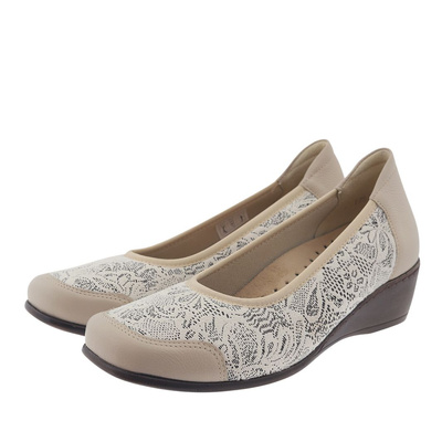 Бежеві шкіряні туфлі на танкетці Аксель