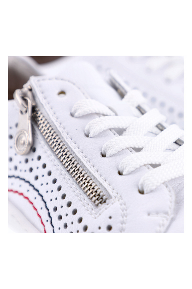 Półbuty sportowe skórzane ażurowe białe płaskie Rieker