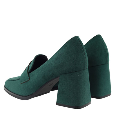 Zielone półbuty zamszowe na klocku Potocki