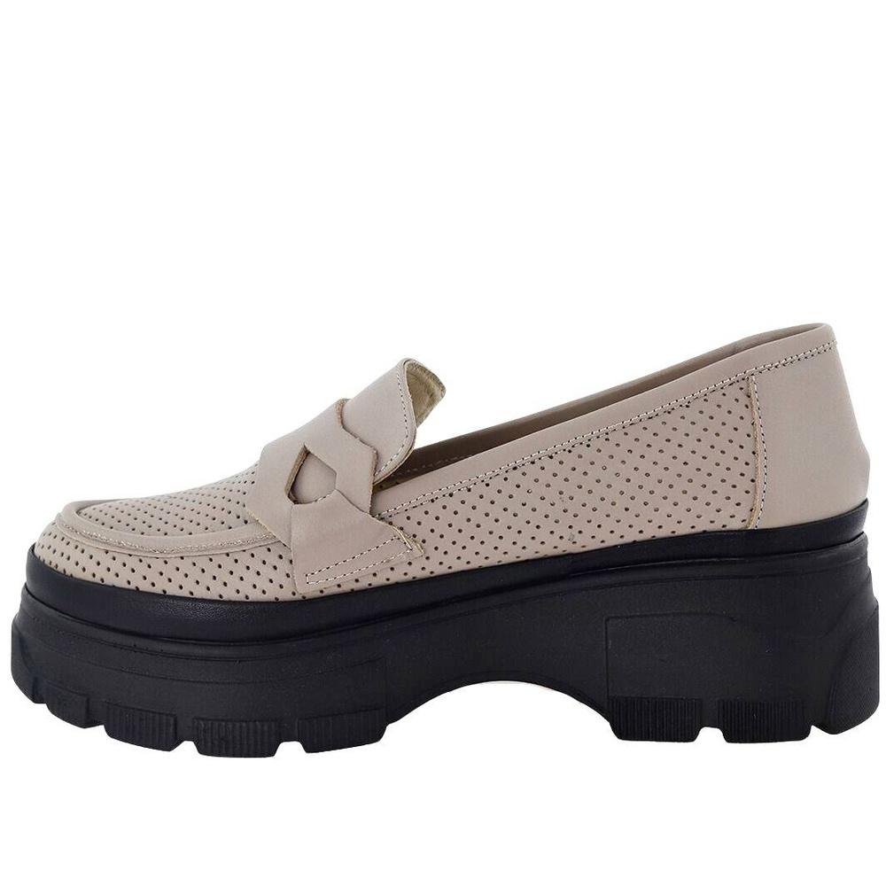 Жіночі туфлі кольору капучіно на потовщеній підошві Ravini