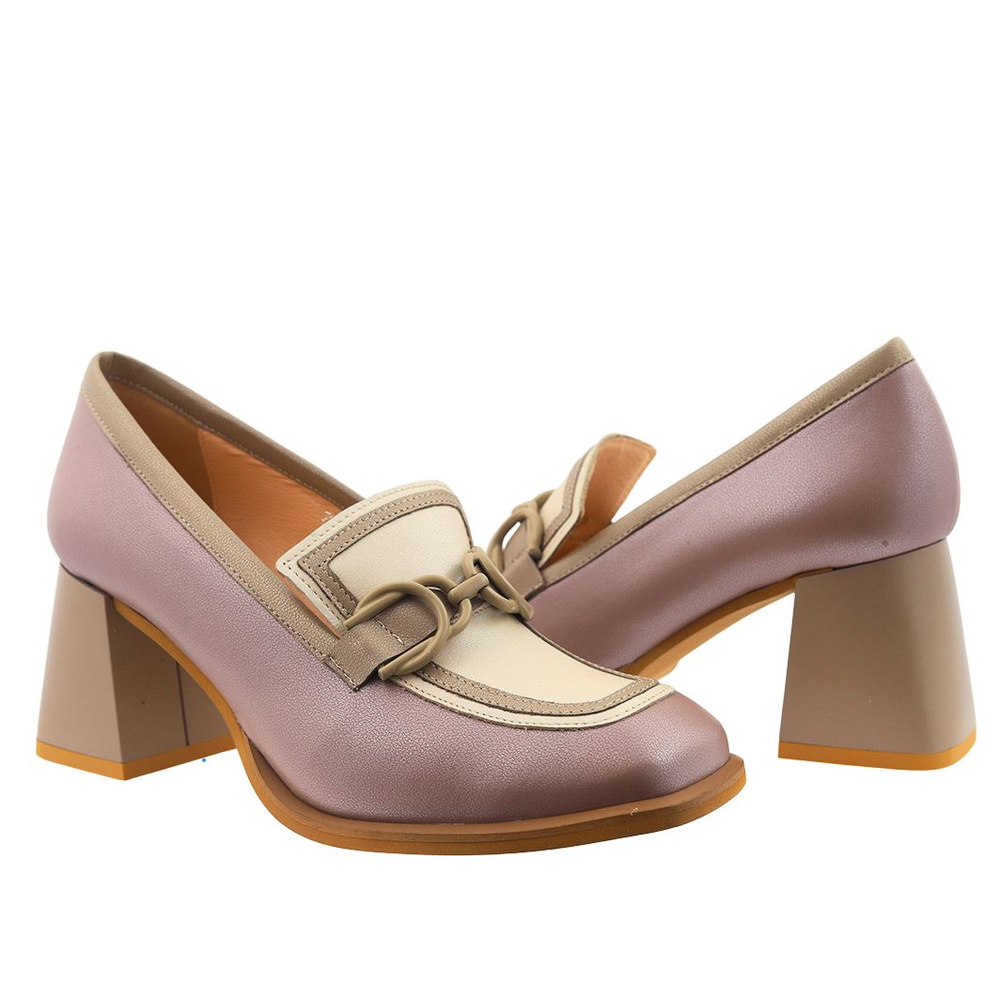 Шкіряні туфлі на високих підборах з пряжкою Kordel кольору кольору екрю