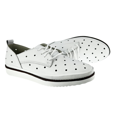 Białe ażurowe skórzane półbuty S. Barski