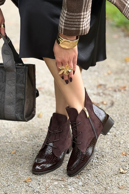 Черевики Potocki чорні на декоративному каблуці