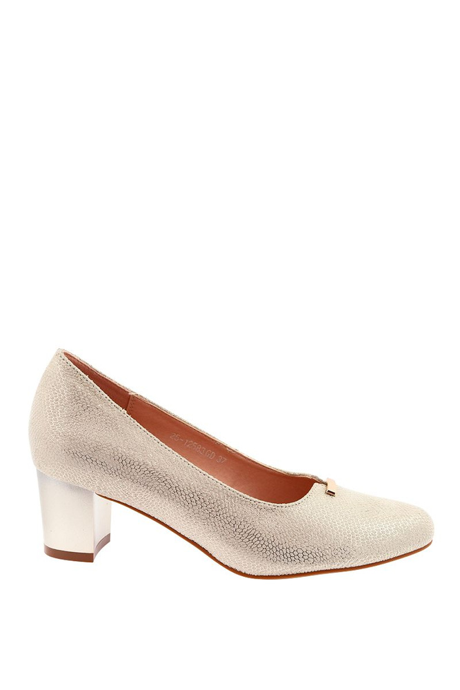 Piękne złote czółenka z ekoskóry na klocku