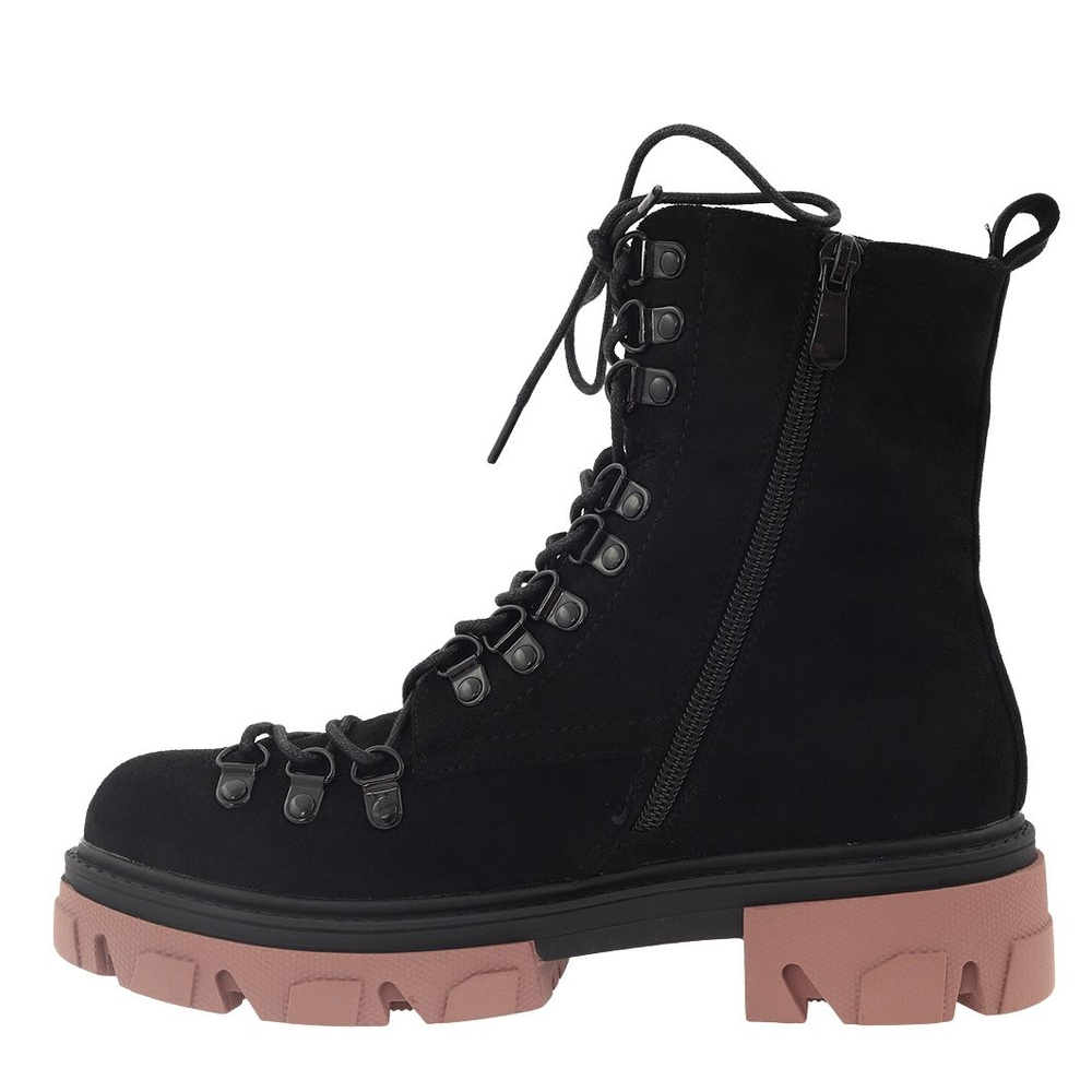 Sznurowane trapery zamszowe czarne Vinceza