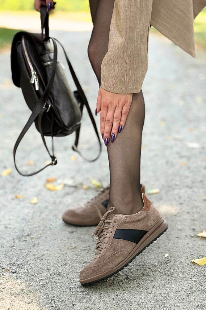 Бежеві кросівки Ryłko з натуральної шкіри та замші 