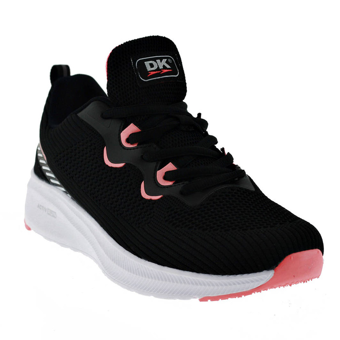 Sneakersy damskie czarno-różowe sznurowane DK