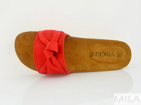 Stylowe klapki Vinceza z kokardką - czerwone RIC19-19107