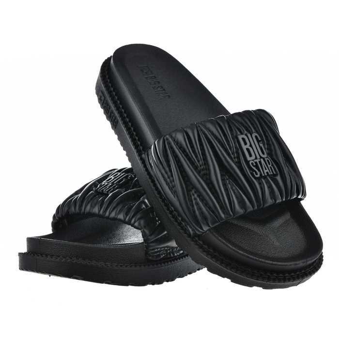 Klapki z marszczoną cholewką czarne Big Star