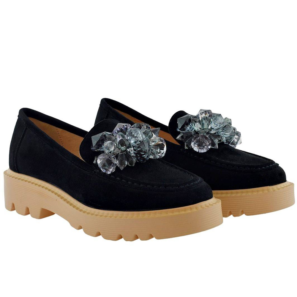 Czarne zamszowe mokasyny damskie Vinceza