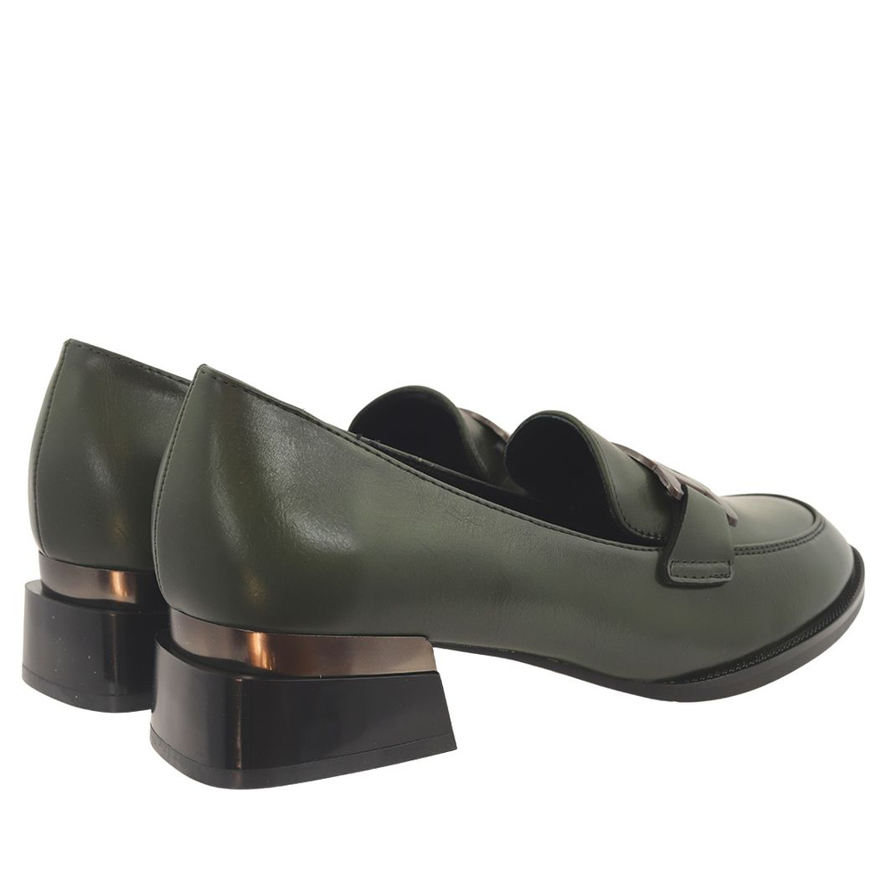 Mokasyny damskie zielone na klocku Vinceza