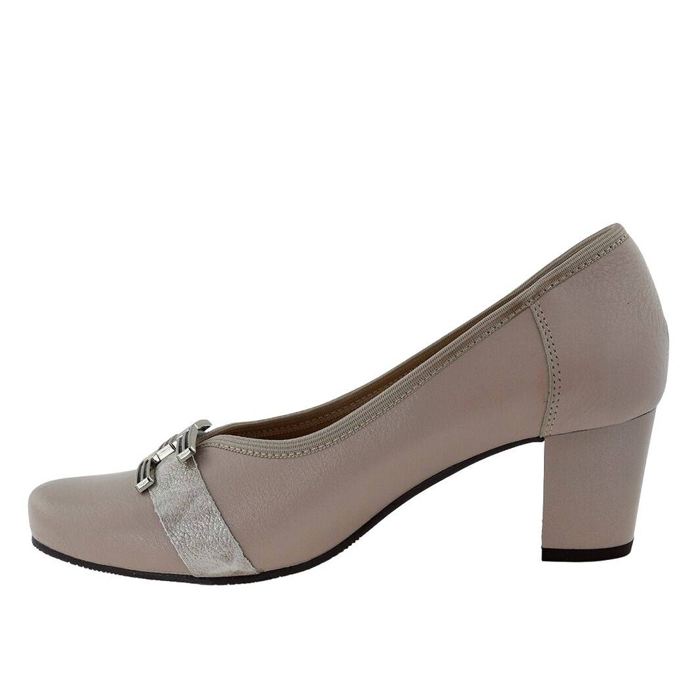 Модні шкіряні човники на високих підборах бежевого кольору Galant