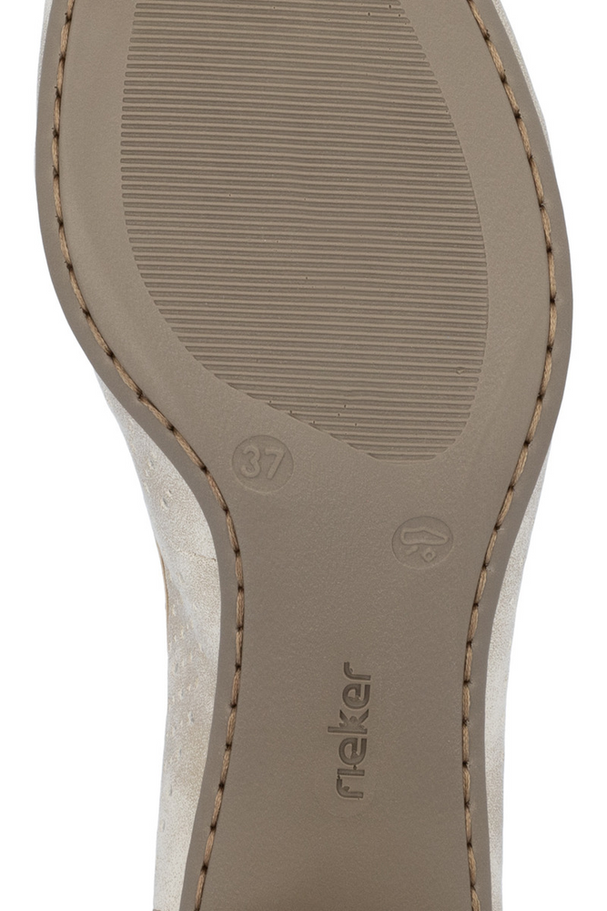 Czółenka beżowe perforowane na klocku Rieker