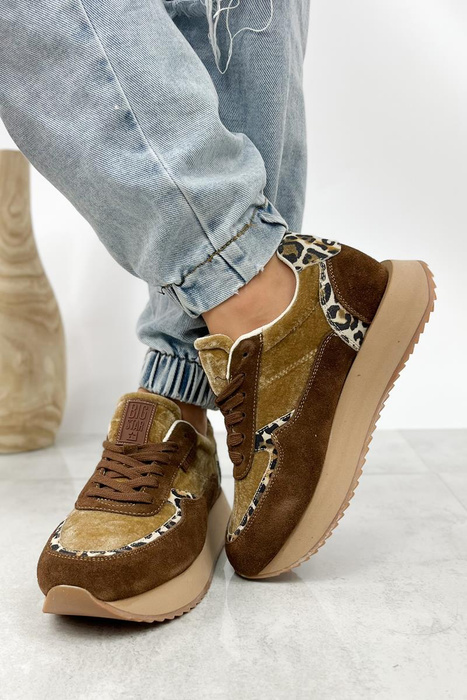 Коричневі шкіряні замшеві кросівки на платформі Big Star