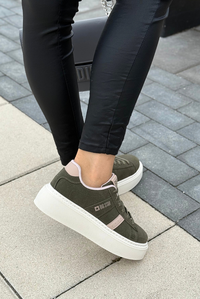 Sneakersy khaki na platformie damskie Big Star
