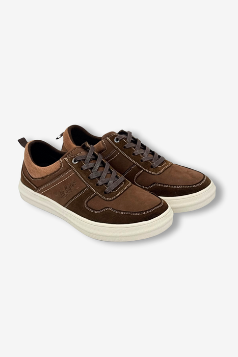 Zamszowe skórzane sneakersy męskie brązowe