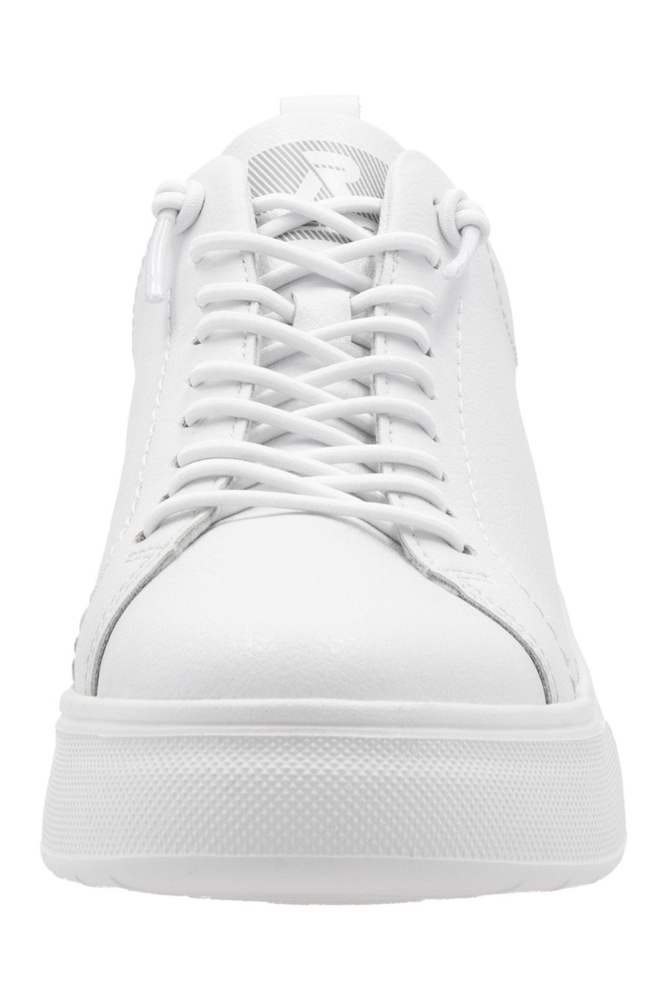 Sneakersy białe skórzane na platformie sznurowane Rieker