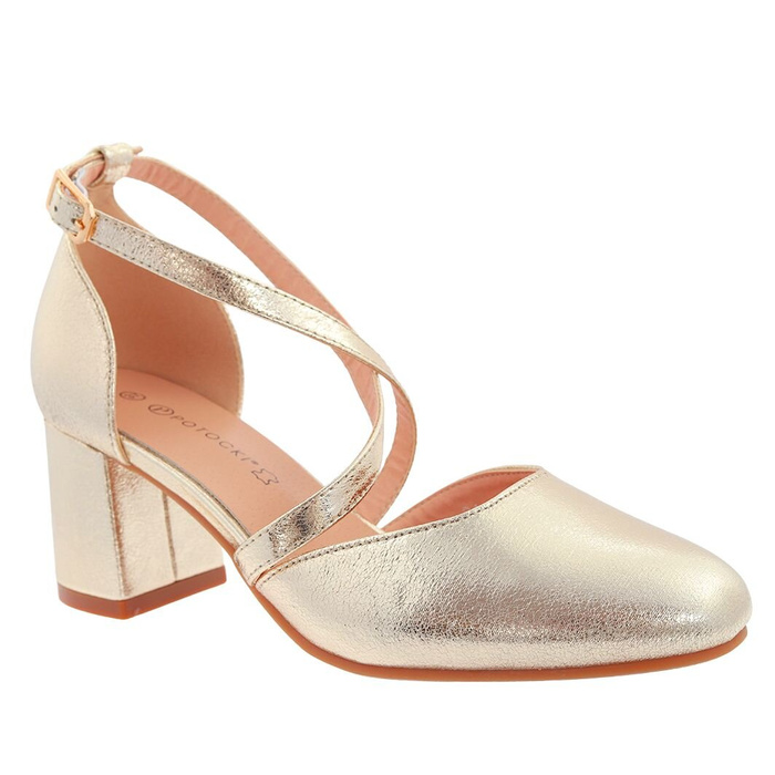 Жіночі золоті човники на високих підборах