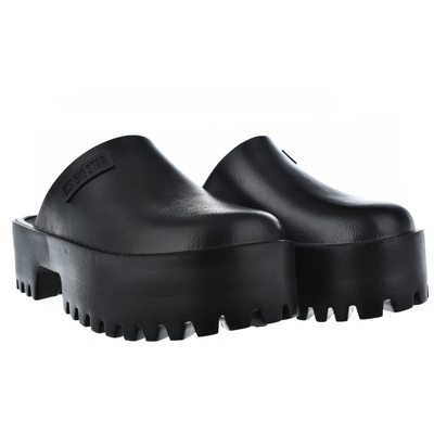 Klapki damskie czarne kryte na klocku z platformą Big Star