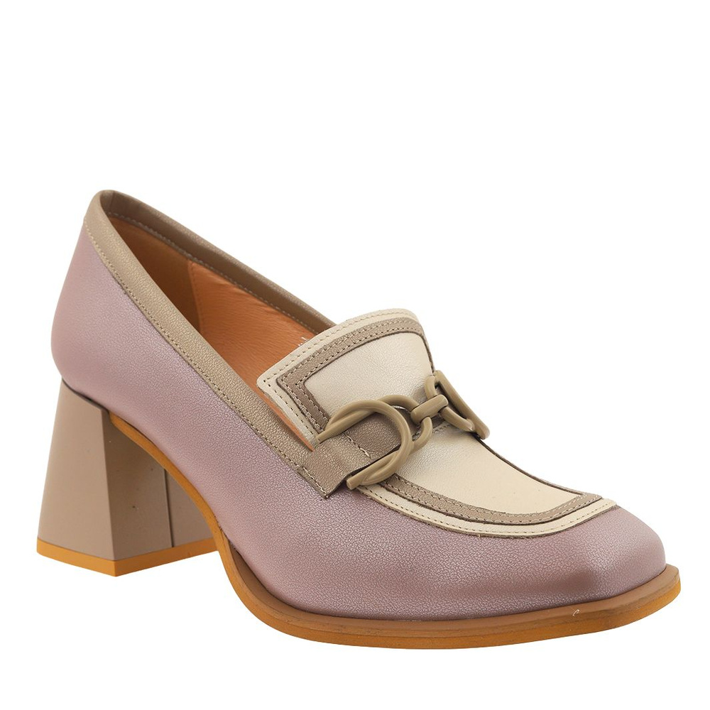 Półbuty skórzane na słupku z klamerką ecri Kordel