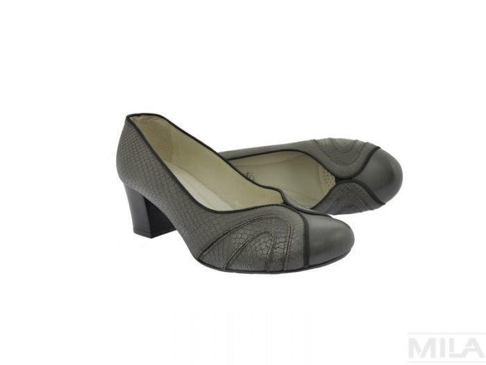 Зручні туфлі ESPIRITO by DAREX зі зміїною шкірою - сірі C-395/2