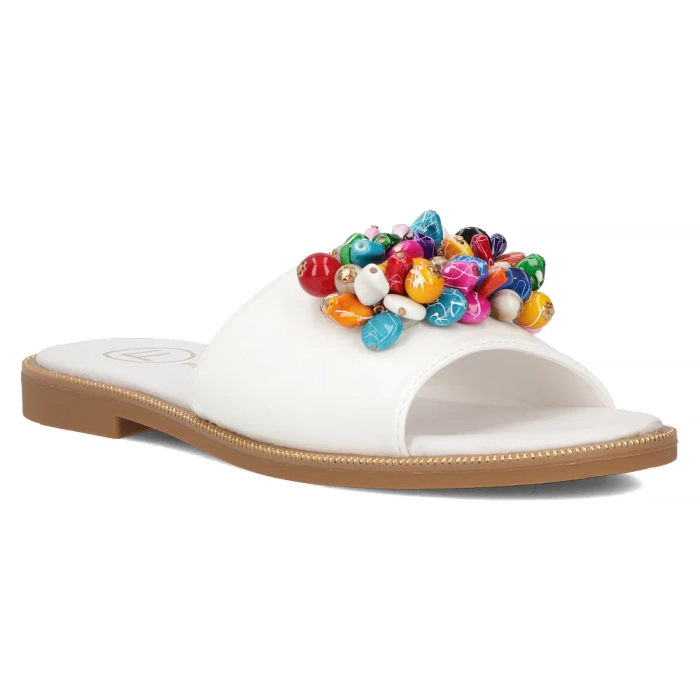 Білі плоскі слайди з різнокольоровими намистинами Filippo