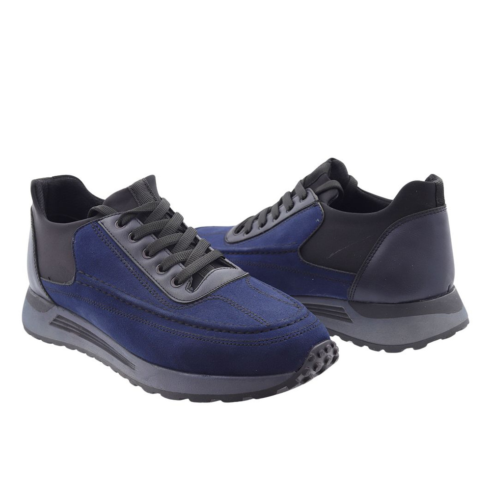 Темно-сині замшеві чоловічі спортивні туфлі 