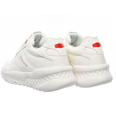 Sneakersy damskie białe z ekoskóry sznurowane