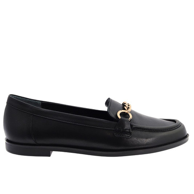 Шкіряні мокасини чорного кольору з зернистим ланцюжком Ryłko