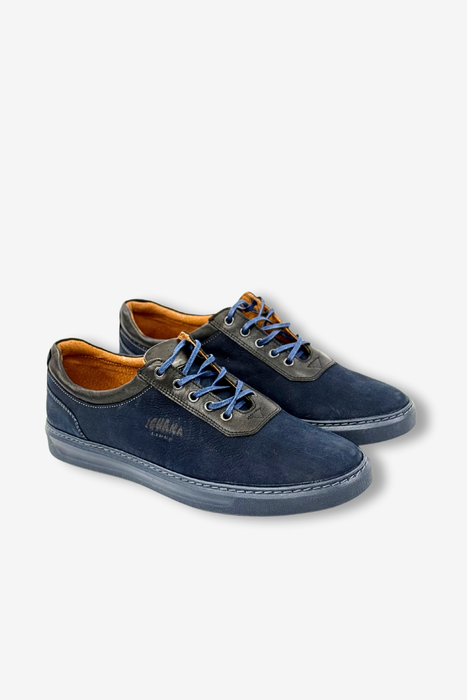 Granatowe półbuty męskie skórzane jeans