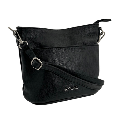 Маленька чорна шкіряна сумка Ryłko