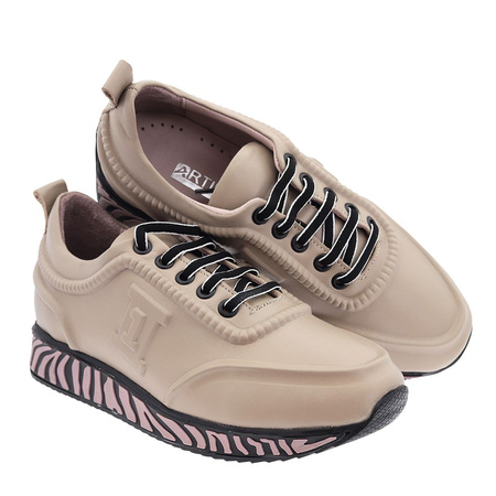 Stylowe sneakersy skórzane w kolorze capuccino