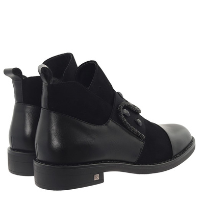 Botki czarne na płaskim obcasie Potocki