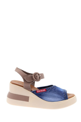 Damskie sandały jeansowe na koturnie Polskie