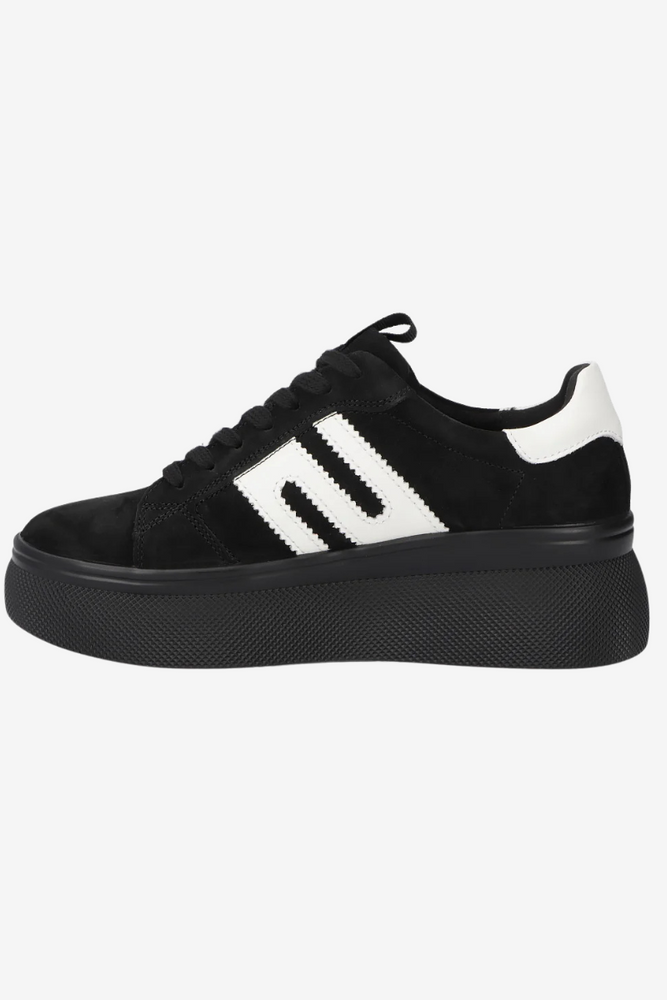 Czarne sneakersy zamszowe na grubej platformie Filippo