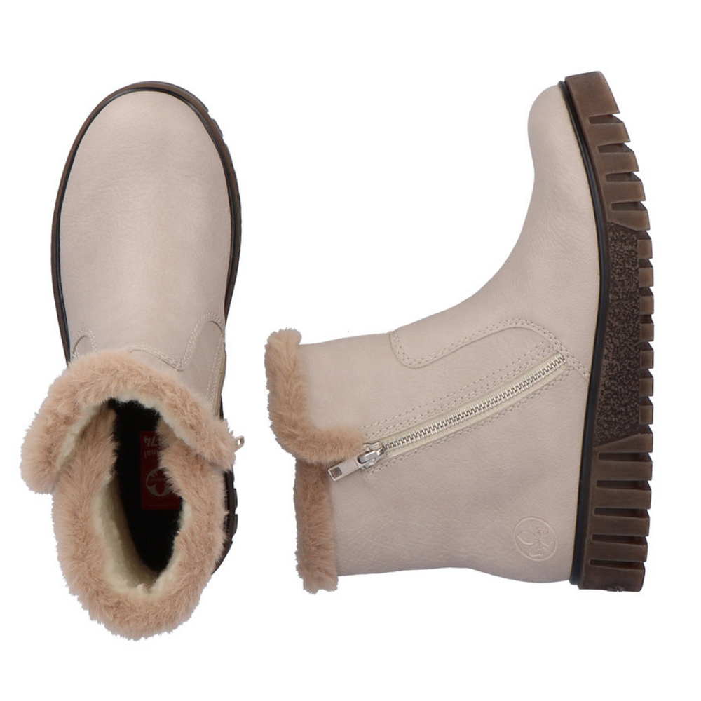 Теплі зимові чоботи Rieker на блискавці, плоскі, бежеві