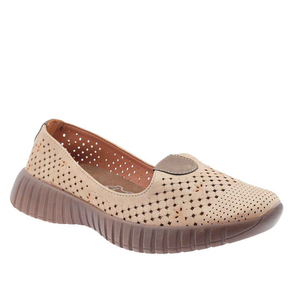 Ажурні плоскі туфлі золотого кольору