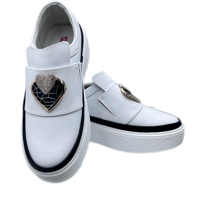 Biało czarne skórzane półbuty na platformie Artiker